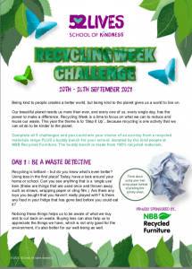 Recycling Week Challenge sheet